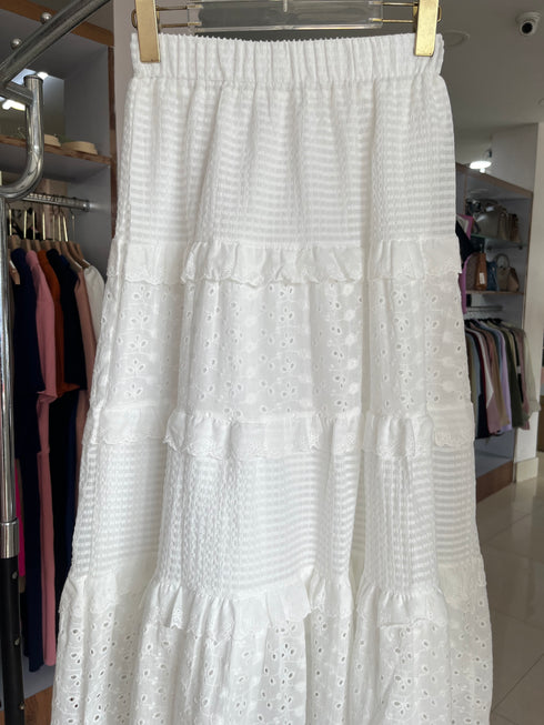 Spring Lace Patchwork Ruffle Long Skirts